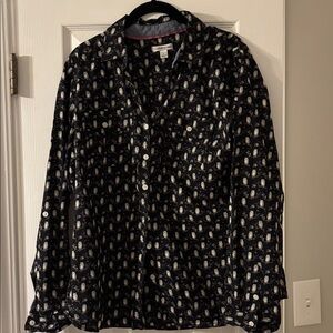 Croft & Barrow Black Patterned Blouse